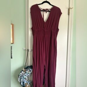 Old Navy Maroon Sleeveless Jumpsuit